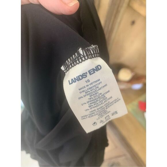 Lands End Tankini Top Dress Crossover Black - Picture 3 of 9